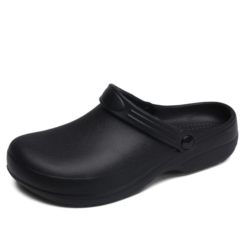 Waterproof and oil-proof closed-toe slippers, unisex, non-slip, suitable for chefs and medical professionals.