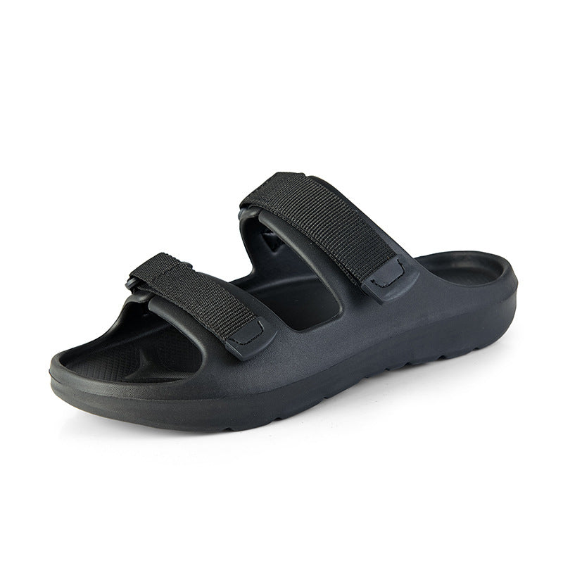 Adjustable Velcro double strap slippers, men's and women's thick-soled non-slip outdoor sandals