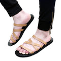 Simple men's flip-flops with cross straps, flat and suitable for outdoor wear