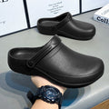 Waterproof and oil-proof closed-toe slippers, unisex, non-slip, suitable for chefs and medical professionals.